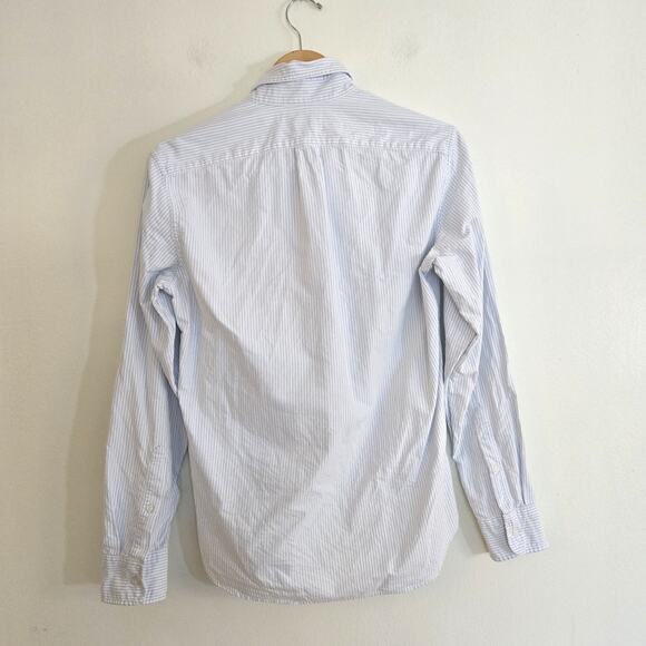 J. Crew Size S Blue and White Stripe Oxford Slim Dress Button Down Shirt Mens - Picture 2 of 7